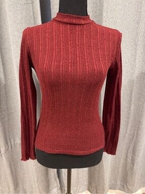 Hollister Ribbed Mock Neck Long Sleeve Top - Rust